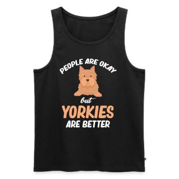 People are okay, but Yorkies are better - Men's Premium Organic Tank Top - black - Front - AI Model Male 178 light (178cm)