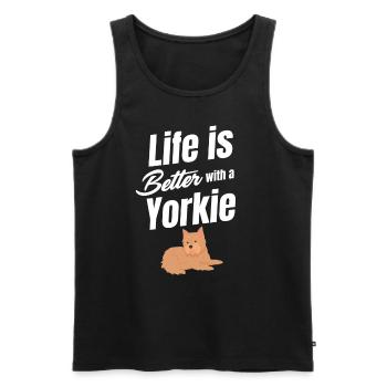 Avec le Yorkie Weimaran Retriever de Poméranie - Débardeur bio Premium Homme - noir - Devant - AI Model Male 178 light (178cm)
