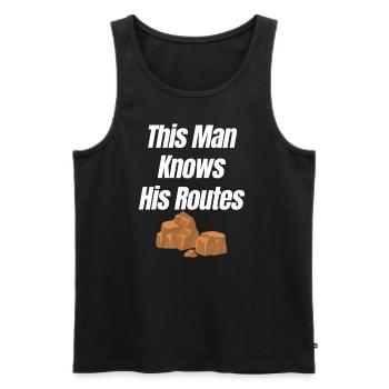 This man knows his routes: bouldering, - Men's Premium Organic Tank Top - black - Front - Michal (187cm)