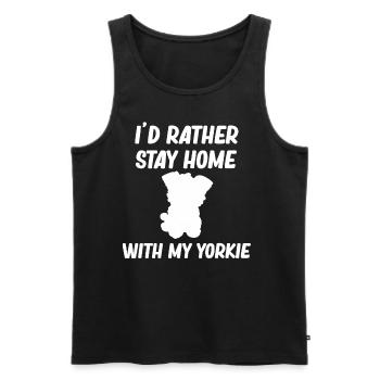 I'd rather stay at home with my Yorkie - Men's Premium Organic Tank Top - black - Front - AI Model Male 178 light (178cm)