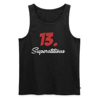 13. Superstitieux ? Joyeuse superstition, malheur, - Débardeur bio Premium Homme - noir - Devant - AI Model Male 178 light (178cm)