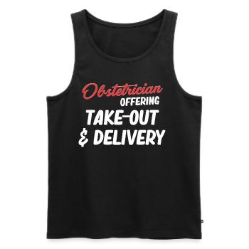 Obstetrician offers gynecologist takeaway - Men's Premium Organic Tank Top - black - Front - AI Model Male 178 light (178cm)