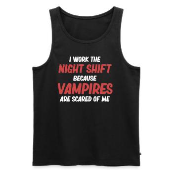 I work the night shift because vampires - Men's Premium Organic Tank Top - black - Front - Michal (187cm)