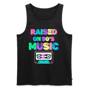 J’ai grandi en écoutant de la musique de baby-boomer des années 90 - Débardeur bio Premium Homme - noir - Devant - Michal (187cm)