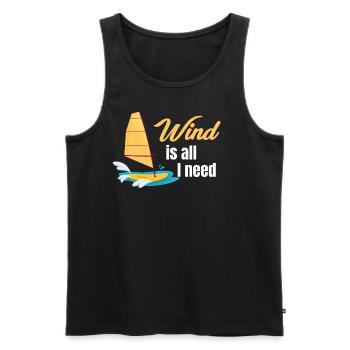 Wind Ist Alles, Was Ich Brauche, Windsurfen, - Männer Premium Bio Tank Top - Schwarz - Vorne - AI Model Male 178 light (178cm)