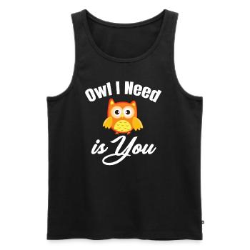 Hibou j’ai besoin de vous jeux de mots Halloween Costume - Débardeur bio Premium Homme - noir - Devant - AI Model Male 178 light (178cm)