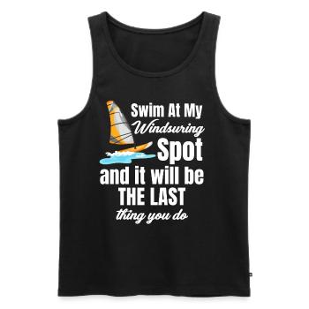 Schwimmen An Meinem Windsurfplatz Lustiges - Männer Premium Bio Tank Top - Schwarz - Vorne - Michal (187cm)