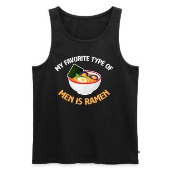 Mon type d’homme préféré est le bol chaud ramen - Débardeur bio Premium Homme - noir - Devant - AI Model Male 178 light (178cm)