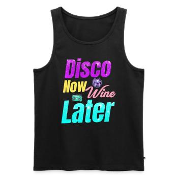 Disco Now Wine Later Classic Groovy Vintage - Men's Premium Organic Tank Top - black - Front - AI Model Male 178 light (178cm)