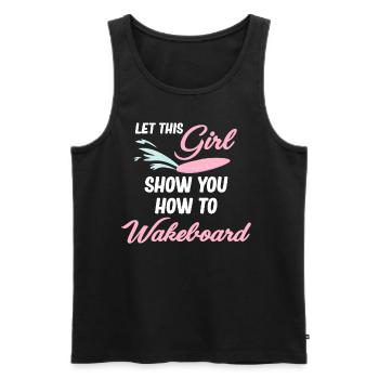 Lassen Sie Sich Von Diesem Mädchen Zeigen, Wie - Männer Premium Bio Tank Top - Schwarz - Vorne - AI Model Male 178 light (178cm)