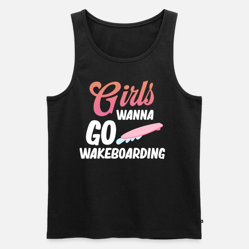 Mädchen Wollen Wakeboarden, Bootfahren, - Männer Premium Bio Tank Top - Schwarz