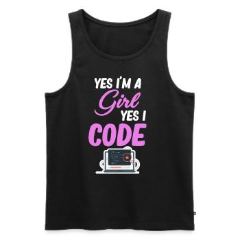 Ja, Ich Bin Ein Mädchen, Ja, Ich Programmiere - Männer Premium Bio Tank Top - Schwarz - Vorne - AI Model Male 178 light (178cm)