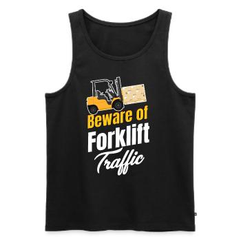 Beware of forklift traffic. - Men's Premium Organic Tank Top - black - Front - AI Model Male 178 light (178cm)