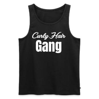 Curly Hair Gang Melanized Wavy Afro - Men's Premium Organic Tank Top - black - Front - Michal (187cm)
