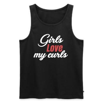 Mädchen Lieben Meine Locken Lustige Lockige Haare - Männer Premium Bio Tank Top - Schwarz - Vorne - Michal (187cm)