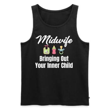 Midwife who brings out her inner child - Men's Premium Organic Tank Top - black - Front - AI Model Male 178 light (178cm)