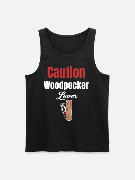Caution: woodpecker lovers, bird watchers, - Men's Premium Organic Tank Top - black