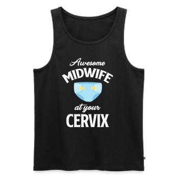 Great Midwife On Her Cervix Funny - Men's Premium Organic Tank Top - black - Front - Michal (187cm)