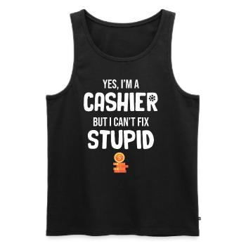 Yes, I'm a cashier, but I can't kill the stupid - Men's Premium Organic Tank Top - black - Front - AI Model Male 178 light (178cm)