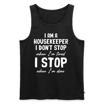 I'm a housekeeper, I don't stop - Men's Premium Organic Tank Top - black - Front - AI Model Male 178 light (178cm)