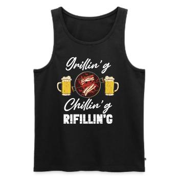 Grillin'g Chillin'g Refilli'n Barbecue Lover - Männer Premium Bio Tank Top - Schwarz - Vorne - AI Model Male 178 light (178cm)