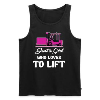 Just a girl who loves forklifts, - Men's Premium Organic Tank Top - black - Front - Michal (187cm)