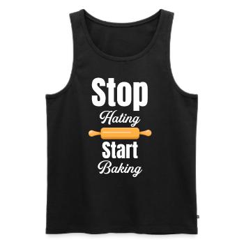 Stop hating and start - Men's Premium Organic Tank Top - black - Front - AI Model Male 178 light (178cm)