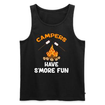 Les campeurs ont des montagnes en sac à dos pendant le glamping - Débardeur bio Premium Homme - noir - Devant - Michal (187cm)