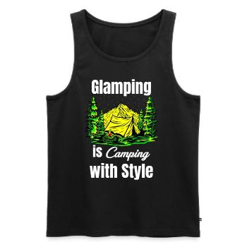 Glamping Ist Camping Mit Stil Glamper Hiker - Männer Premium Bio Tank Top - Schwarz - Vorne - AI Model Male 178 light (178cm)