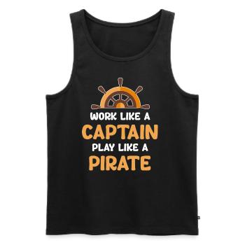 Work like a captain, play like a captain - Men's Premium Organic Tank Top - black - Front - Michal (187cm)