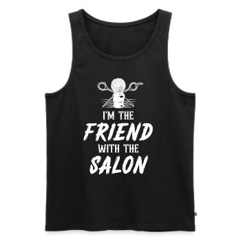Je suis l’amie de The Salon Funny Barber - Débardeur bio Premium Homme - noir - Devant - Michal (187cm)