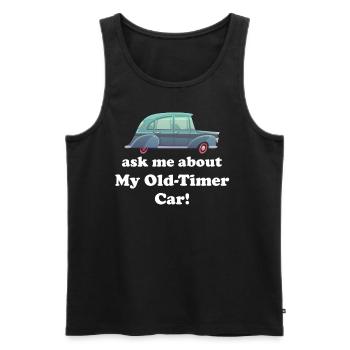 Ask me about my vintage car! Muscle - Men's Premium Organic Tank Top - black - Front - AI Model Male 178 light (178cm)