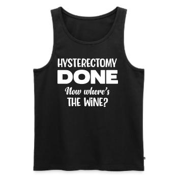 L’hystérectomie maintenant pratiquée Où est le vin - Débardeur bio Premium Homme - noir - Devant - Michal (187cm)