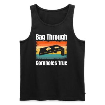 Bag Through Cornholes True Boardgame Tailgating - Men's Premium Organic Tank Top - black - Front - AI Model Male 178 light (178cm)