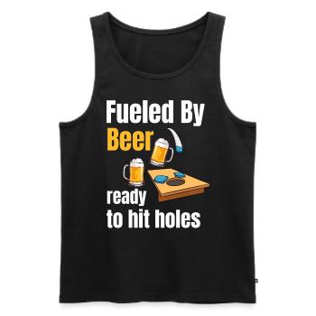 Angetrieben Von Bier, Bereit, Löcher Zu Schlagen. - Männer Premium Bio Tank Top - Schwarz - Vorne - Michal (187cm)