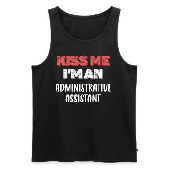 Embrassez-moi, je suis assistante administrative - Débardeur bio Premium Homme - noir - Devant - AI Model Male 178 light (178cm)