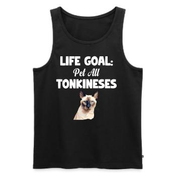 Lebensziel: Alle Tonkinesen Streicheln - Männer Premium Bio Tank Top - Schwarz - Vorne - Michal (187cm)