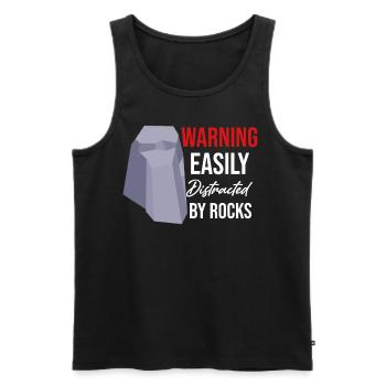 Warning: Easily distracted by stones. Jollier - Men's Premium Organic Tank Top - black - Front - AI Model Male 178 light (178cm)