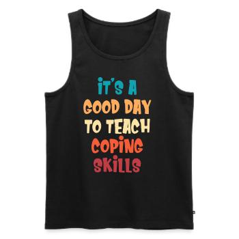 T Shirt for Bewä It's a good day to cope - Men's Premium Organic Tank Top - black - Front - Michal (187cm)