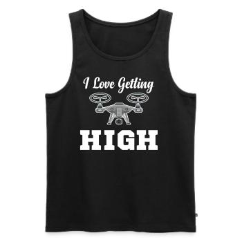 I Love Getting High Funny Drone Flying Helicopter - Men's Premium Organic Tank Top - black - Front - AI Model Male 178 light (178cm)