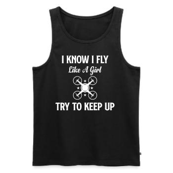 I know that I fly like a girl. - Men's Premium Organic Tank Top - black - Front - AI Model Male 178 light (178cm)