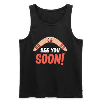 See you! Funny boomerang, hobby sport, - Men's Premium Organic Tank Top - black - Front - AI Model Male 178 light (178cm)