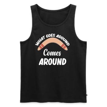 What Goes Around Comes Around Funny Boomerang - Men's Premium Organic Tank Top - black - Front - AI Model Male 178 light (178cm)
