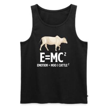 E=mc Emotion = Moo X Éleveur de bovins Ranchero - Débardeur bio Premium Homme - noir - Devant - AI Model Male 178 light (178cm)