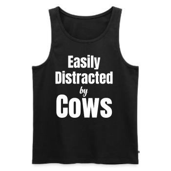 Facilement distrait par les vaches, les éleveurs - Débardeur bio Premium Homme - noir - Devant - AI Model Male 178 light (178cm)