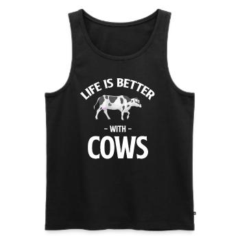 La vie est meilleure avec les vaches, les éleveurs de bovins - Débardeur bio Premium Homme - noir - Devant - AI Model Male 178 light (178cm)