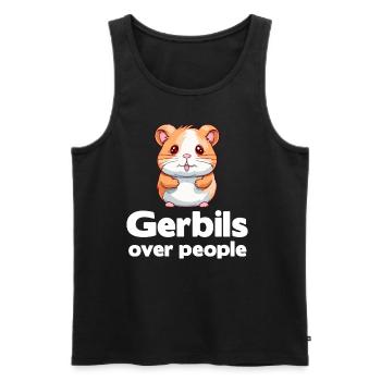 Gerbils instead of people lovers - Men's Premium Organic Tank Top - black - Front - Michal (187cm)