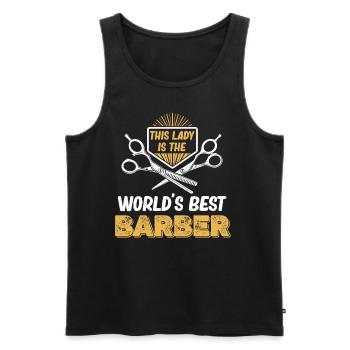 This lady is the world's best - Men's Premium Organic Tank Top - black - Front - AI Model Male 178 light (178cm)