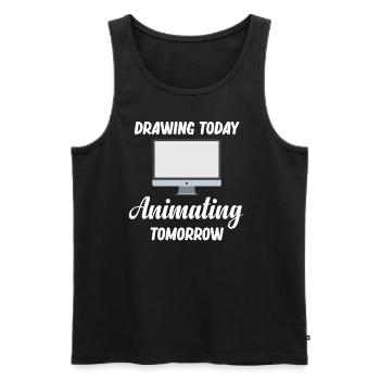Heute Zeichnen, Morgen Animieren Kunstdesigner - Männer Premium Bio Tank Top - Schwarz - Vorne - AI Model Male 178 light (178cm)