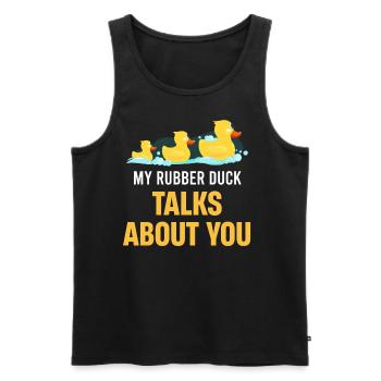 My rubber duck is talking about you, children, - Men's Premium Organic Tank Top - black - Front - AI Model Male 178 light (178cm)